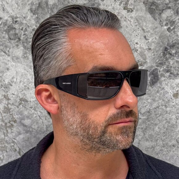 NEW SL806 001 SAINT LAURENT SUNGLASSES MEN BLACK SQUARE EYEWEAR - Picture 1 of 6